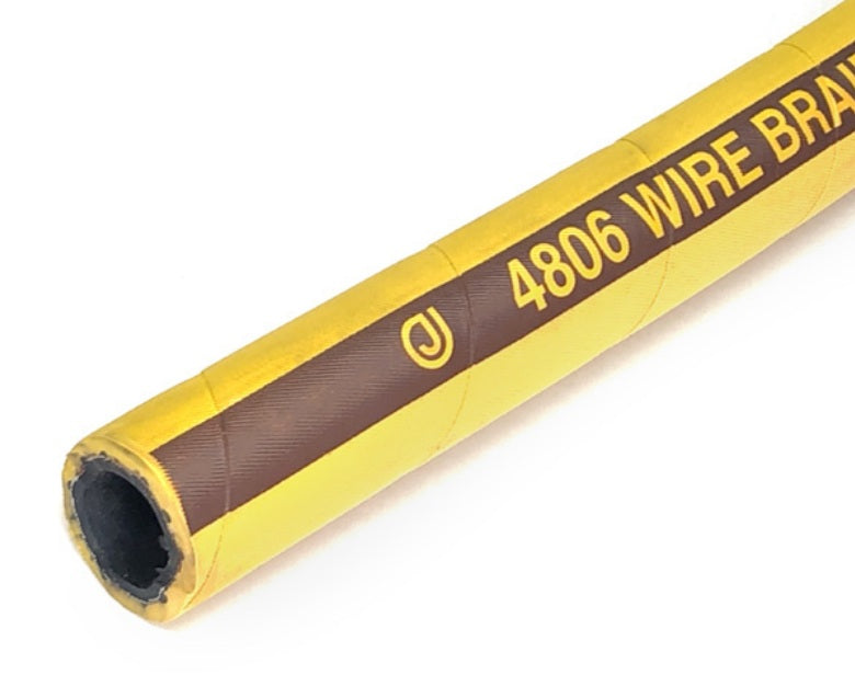 4806-0200-050 by Jason Industrial | 4806 Series | Air Hose with Wire Braid Reinforcement | Nitrile | 2" ID | 2.67" OD | 600 PSI | Yellow | 50ft