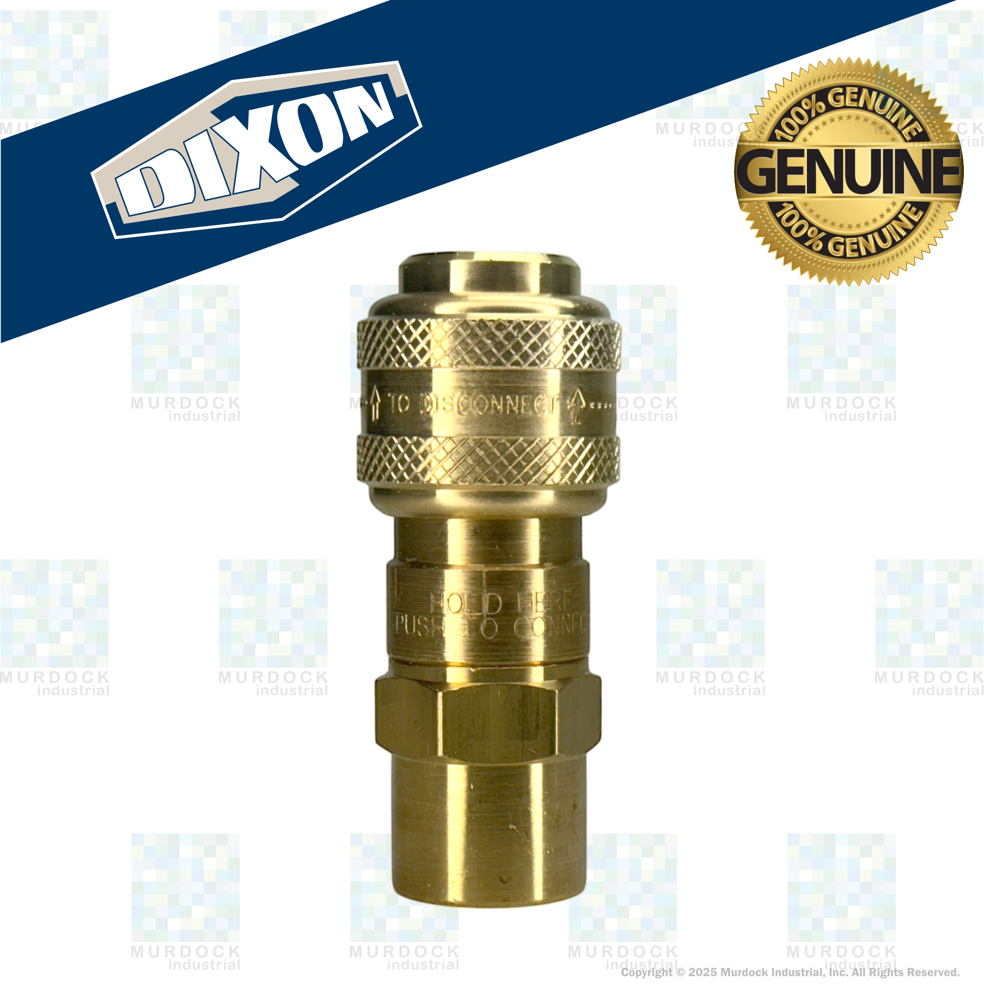 4DF6-B by Dixon Valve | Pneumatic Quick Disconnect Coupling | D-Series | 3/4" Female NPTF x 1/2" Automatic Industrial Interchange | Socket | Nitrile Seal | Brass