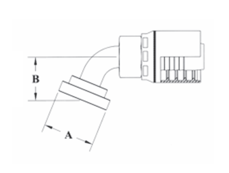 4GC52-12x16 by Couplamatic | Grip Crimp 4GC Series Coupling | 3/4" Hose ID x 1" Split Flange Size | Code 61 | 67-1/2° Elbow | Trivalent Zinc Plating