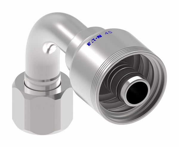 4SA12FJB12 Aeroquip by Danfoss | 4 Wire 4S Female JIC/37° Swivel 90° Elbow (FJB) Crimp Fitting | -12 Female JIC/37° Swivel x -12 Hose Barb | Steel