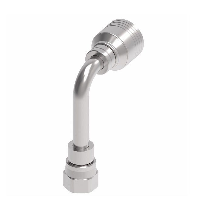 4SA10FJC8 Aeroquip by Danfoss | 4 Wire 4S Female JIC 37° Swivel 90° Long Drop Elbow (FJC) Crimp Fitting | -10 Female JIC 37° Swivel x -08 Hose Barb | Steel