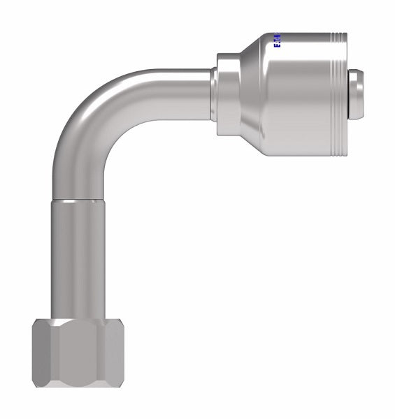 4SA12FJC12 Aeroquip by Danfoss | 4 Wire 4S Female JIC/37° Swivel 90° Elbow Long Drop (FJC) Crimp Fitting | -12 Female JIC/37° Swivel x -12 Hose Barb | Steel