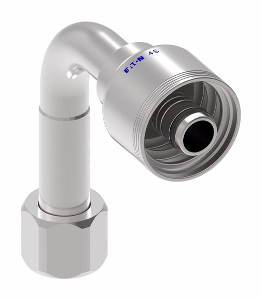 4SA12FJC12 Aeroquip by Danfoss | 4 Wire 4S Female JIC/37° Swivel 90° Elbow Long Drop (FJC) Crimp Fitting | -12 Female JIC/37° Swivel x -12 Hose Barb | Steel