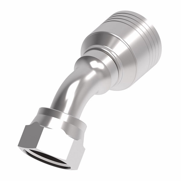 4SA10FRA8 Aeroquip by Danfoss | 4 Wire 4S Female ORS Swivel 45° Elbow (FRA) Crimp Fitting | -10 Female O-Ring Face Seal Swivel x -08 Hose Barb | Steel