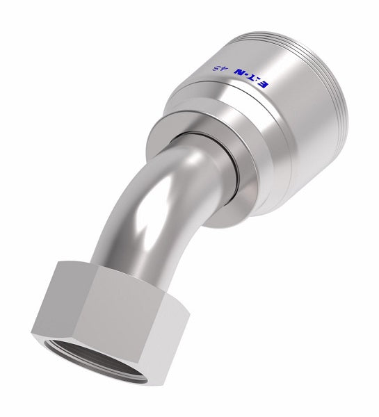 4SA16FRA16.024 Aeroquip by Danfoss | 4 Wire 4S Female ORS Swivel 45° Elbow (FRA) Crimp Fitting | -16 Female O-Ring Face Seal Swivel x -16 Hose Barb | Steel