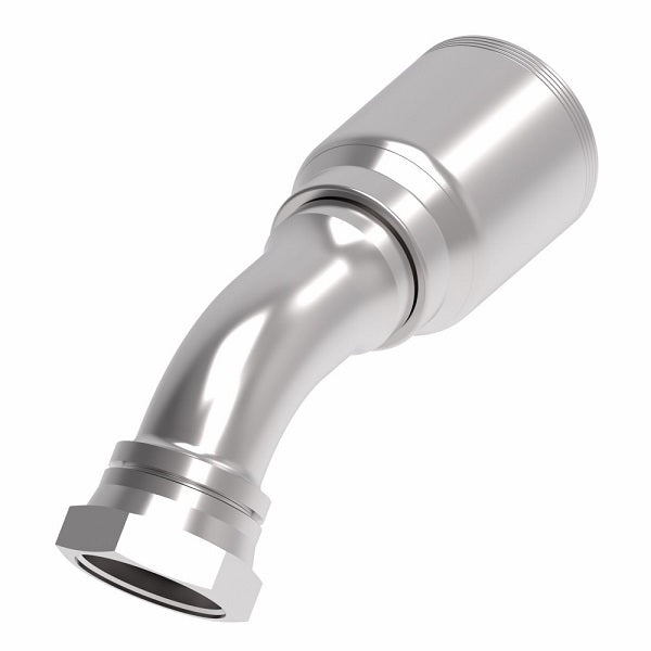 4SA24FRA24 Aeroquip by Danfoss | 4 Wire 4S Female ORS Swivel 45° Elbow (FRA) Crimp Fitting | -24 Female O-Ring Face Seal Swivel x -24 Hose Barb | Steel
