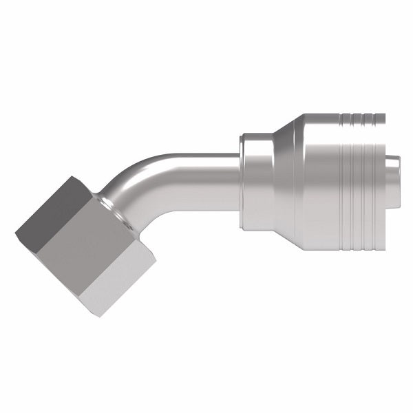 4SA6FRA6 Aeroquip by Danfoss | 4 Wire 4S Female ORS Swivel 45° Elbow (FRA) Crimp Fitting | -06 Female O-Ring Face Seal Swivel x -06 Hose Barb | Steel