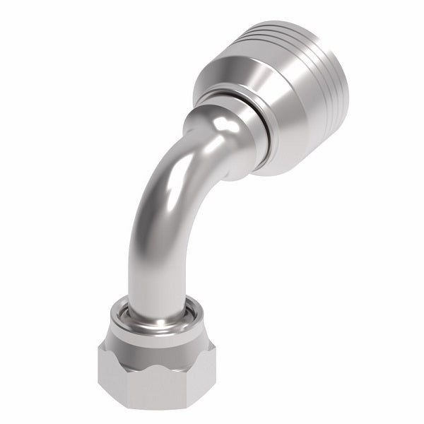 4SA8FRB6 Aeroquip by Danfoss | 4 Wire 4S Female ORS Swivel 90° Short Drop Elbow (FRB) Crimp Fitting | -08 Female O-Ring Face Seal Swivel x -06 Hose Barb | Steel
