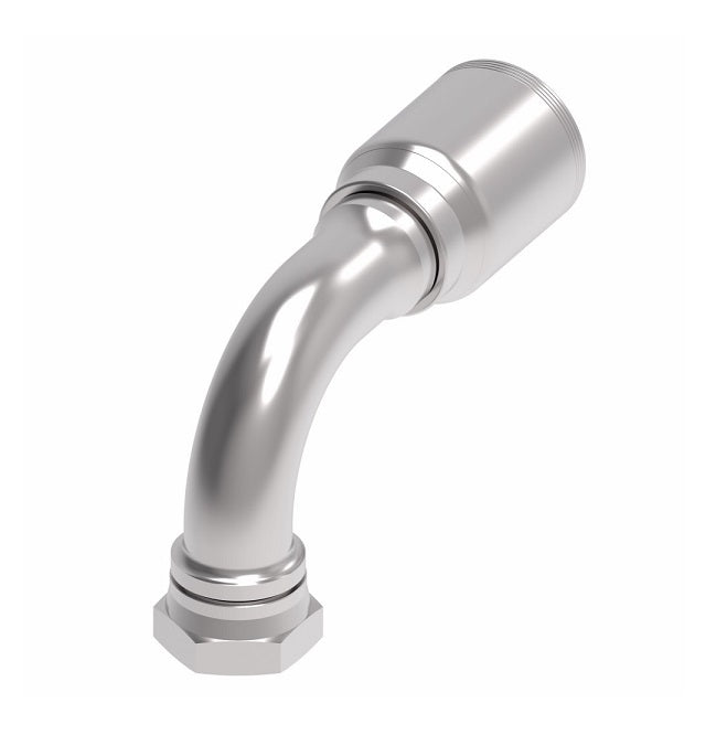 4SA24FRB24 Aeroquip by Danfoss | 4 Wire 4S Female ORS Swivel 90° Elbow (FRB) Crimp Fitting | -24 Female O-Ring Face Seal Swivel x -24 Hose Barb | Steel