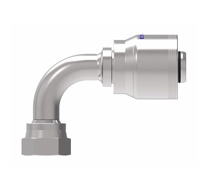 4SA12FRB16 Aeroquip by Danfoss | 4 Wire 4S Female ORS Swivel 90° Elbow (FRB) Crimp Fitting | -12 Female O-Ring Face Seal Swivel x -16 Hose Barb | Steel
