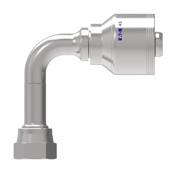 4SA10FRC12 Aeroquip by Danfoss | 4 Wire 4S Female ORS Swivel Long Drop 90° Elbow (FRC) Crimp Fitting | -10 Female O-Ring Face Seal Swivel x -12 Hose Barb | Steel