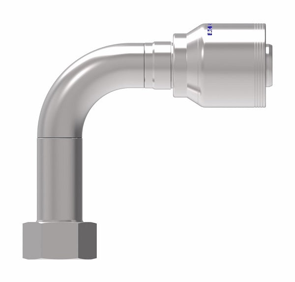 4SA20FRC20 Aeroquip by Danfoss | 4 Wire 4S Female ORS Swivel Long Drop 90° Elbow (FRC) Crimp Fitting | -20 Female O-Ring Face Seal Swivel x -20 Hose Barb | Steel