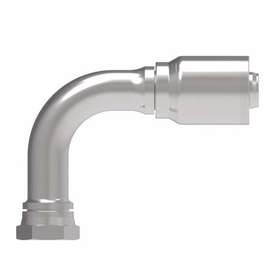 4SA24FRC24 Aeroquip by Danfoss | 4 Wire 4S Female ORS Swivel Long Drop 90° Elbow (FRC) Crimp Fitting | -24 Female O-Ring Face Seal Swivel x -24 Hose Barb | Steel