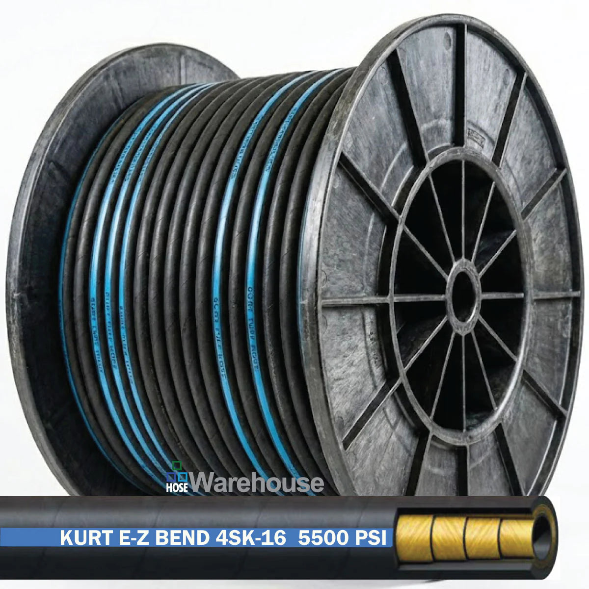 4SK-16 by Kurt Hydraulics | 4 Spiral High Pressure Hydraulic Hose | 5500 PSI | 1" I.D. | 200ft Reel