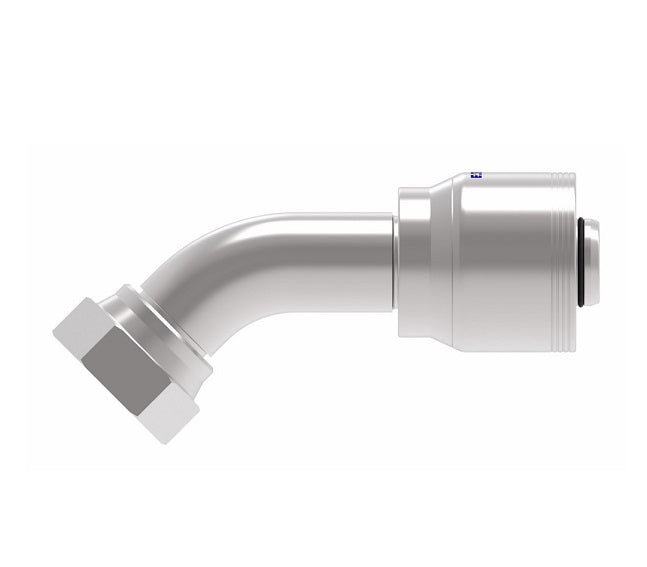 4S20BFA16 Aeroquip by Danfoss | 4 Wire 4S Female BSPP Swivel 60° Cone Seat 45° Elbow (BFA) Crimp Fitting | -20 Female BSPP Swivel x -16 Hose Barb | Steel