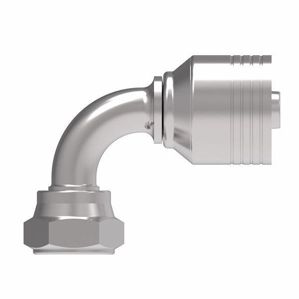 4S8BFB8 Aeroquip by Danfoss | 4 Wire 4S JIS/BSPP Female Swivel 90° Elbow (BFB) Crimp Fitting | -08 Female BSPP Swivel x -08 Hose Barb | Steel