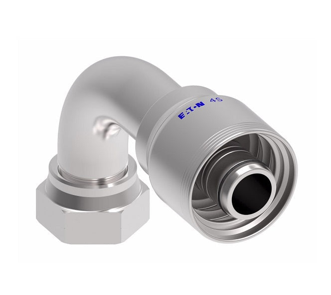4S20BFB16 Aeroquip by Danfoss | 4 Wire 4S Female BSPP Swivel 60° Cone Seat 90° Elbow (BFB) Crimp Fitting | -20 Female BSPP Swivel x -16 Hose Barb | Steel