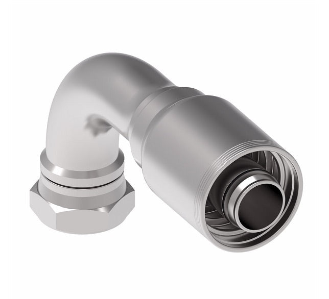 4S24BFB24 Aeroquip by Danfoss | 4 Wire 4S Female BSPP Swivel 60° Cone Seat 90° Elbow (BFB) Crimp Fitting | -24 Female BSPP Swivel x -24 Hose Barb | Steel