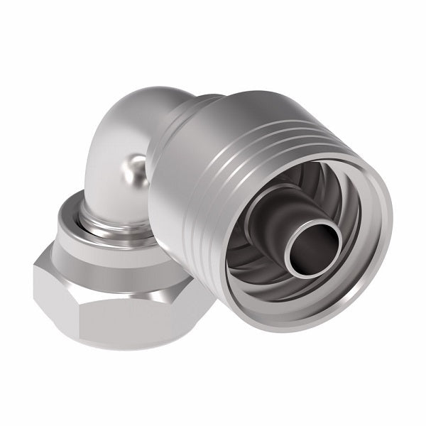 4S8BFB8 Aeroquip by Danfoss | 4 Wire 4S JIS/BSPP Female Swivel 90° Elbow (BFB) Crimp Fitting | -08 Female BSPP Swivel x -08 Hose Barb | Steel