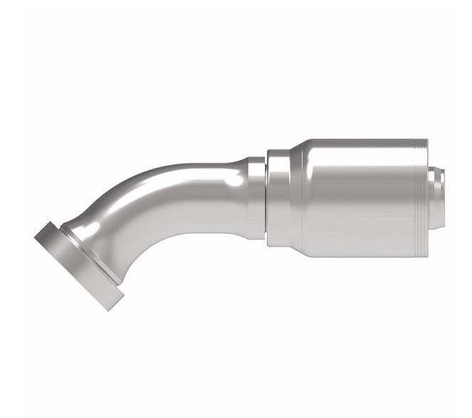 4S24CTA24 Aeroquip by Danfoss | 4 Wire 4S CAT Flange 45° Elbow (CTA) Crimp Fitting | -24 CAT Flange x -24 Hose Barb | Steel