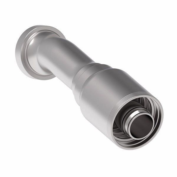 4S24CTD24 Aeroquip by Danfoss | 4 Wire 4S CAT Flange 22.5° Elbow (CTD) Crimp Fitting | -24 CAT Flange x -24 Hose Barb | Steel