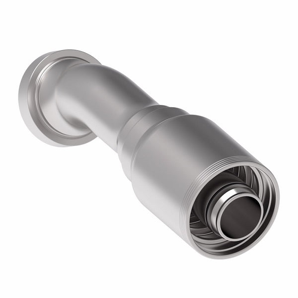 4S24CTF24 Aeroquip by Danfoss | 4 Wire 4S CAT Flange 30° Elbow (CTF) Crimp Fitting | -24 CAT Flange x -24 Hose Barb | Steel