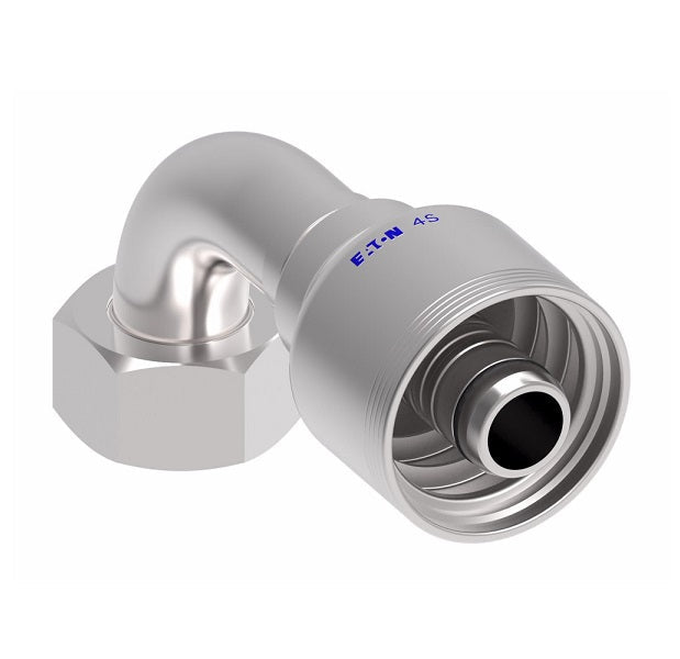 4S20DLB12 Aeroquip by Danfoss | 4 Wire 4S Female DIN 24° Seat 90° Elbow Swivel DKO (Light) (DLB) Crimp Fitting | L22 Female DKO/DIN 24° Seat x -12 Hose Barb | Steel