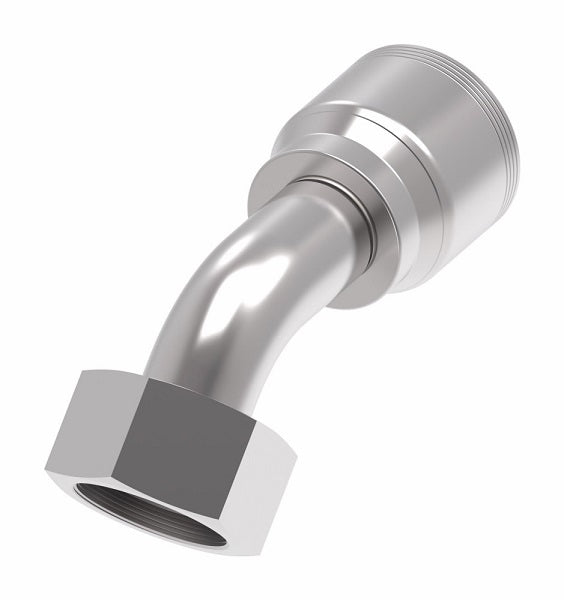 4S32DSA16 Aeroquip by Danfoss | 4 Wire 4S Female DIN 24° Seat Swivel DKO (Heavy) 45° Elbow (DSA) Crimp Fitting | S38 Female DKO/DIN 24° Seat x -16 Hose Barb | Steel