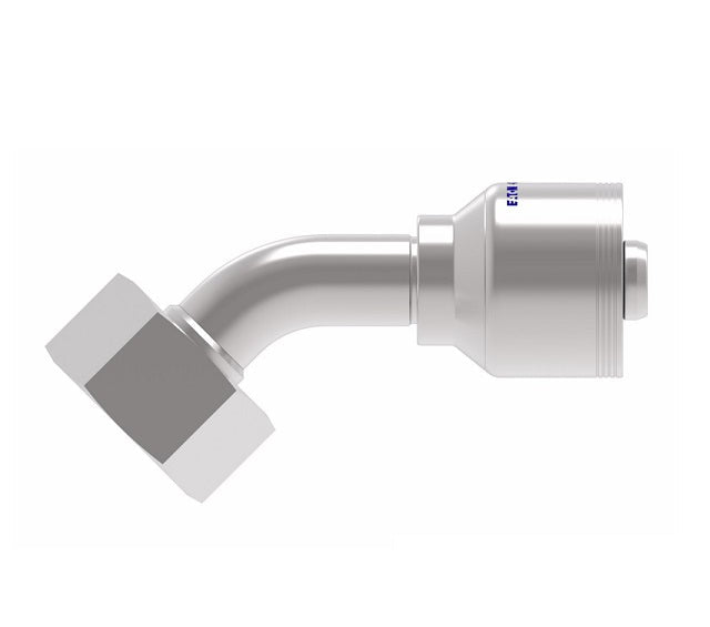 4S20DSA12 Aeroquip by Danfoss | 4 Wire 4S Female DIN 24° Seat Swivel DKO (Heavy) 45° Elbow (DSA) Crimp Fitting | S25 Female DKO/DIN 24° Seat x -12 Hose Barb | Steel