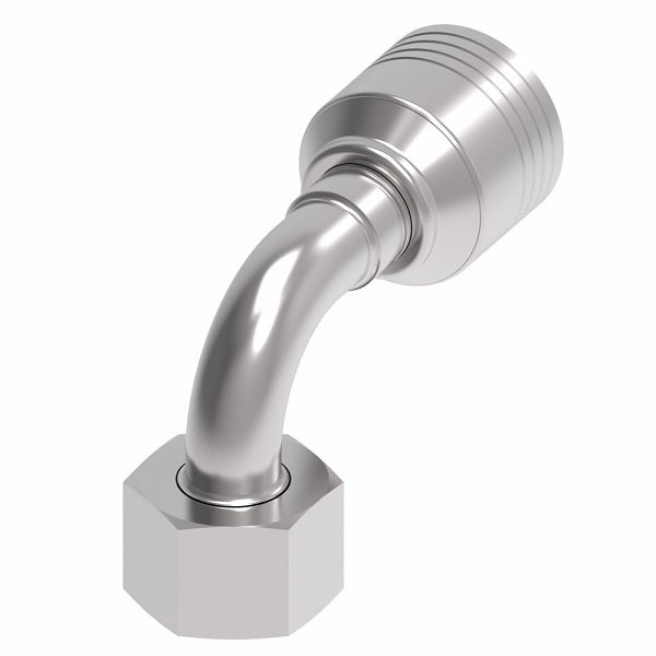 4S12DSB8 Aeroquip by Danfoss | 4 Wire 4S DKO Female Swivel, Heavy Duty, 90° Elbow (DSB) Crimp Fitting | S16 Female DKO/DIN x -08 Hose Barb | Steel