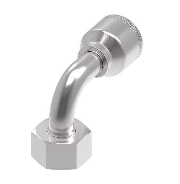 4S20DSB12 Aeroquip by Danfoss | 4 Wire 4S Female DIN 24° Seat Swivel DKO (Heavy) 90° Elbow (DSB) Crimp Fitting | S25 Female DKO/DIN 24° Seat x -12 Hose Barb | Steel