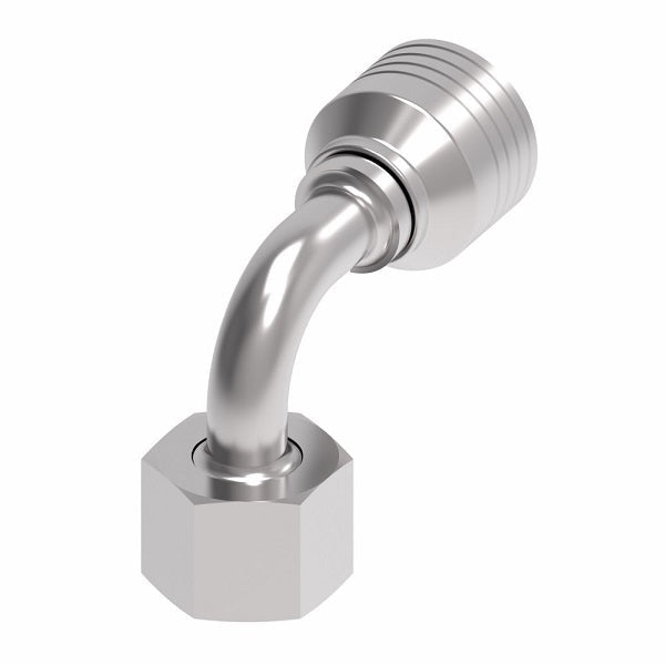 4S10DSB6 Aeroquip by Danfoss | 4 Wire 4S DKO Female Swivel, Heavy Duty, 90° Elbow (DSB) Crimp Fitting | S14 Female DKO/DIN x -06 Hose Barb | Steel