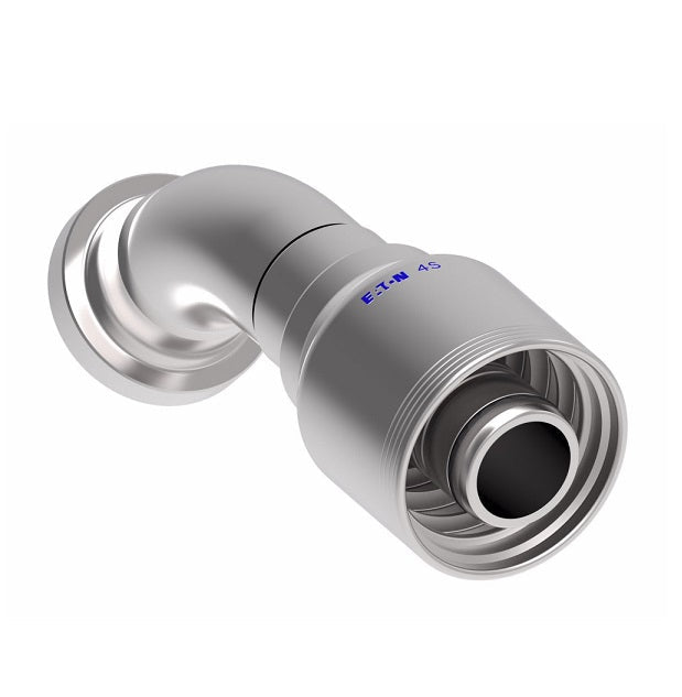 4S24FHA20 Aeroquip by Danfoss | 4 Wire 4S SAE Code 62 Flange 45° Elbow (FHA) Crimp Fitting | -24 Code 62 Flange x -20 Hose Barb | Steel