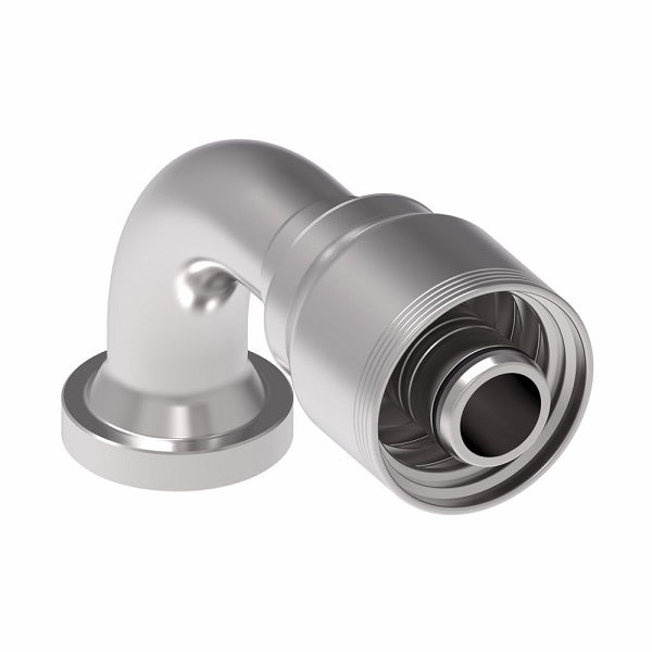 4S16FHB16 Aeroquip by Danfoss | 4 Wire 4S SAE Code 62 Flange 90° Elbow (FHB) Crimp Fitting | -16 Code 62 Flange x -16 Hose Barb | Steel