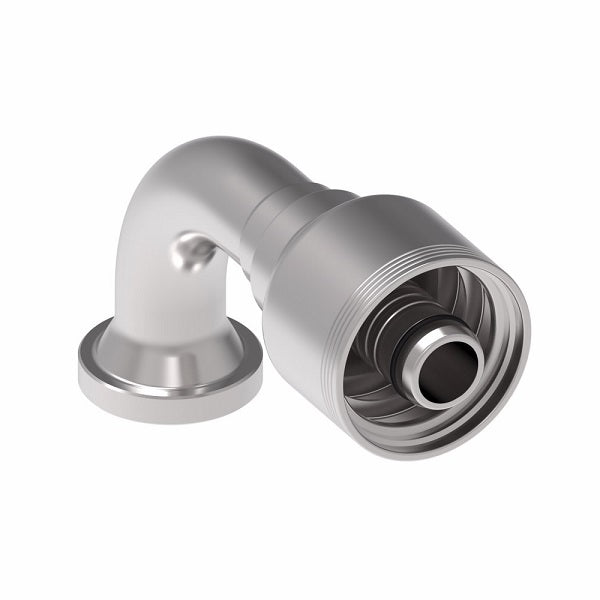 4S16FLB12 Aeroquip by Danfoss | 4 Wire 4S SAE Code 61 Flange 90° Elbow (FLB) Crimp Fitting | -16 Code 61 Flange x -12 Hose Barb | Steel