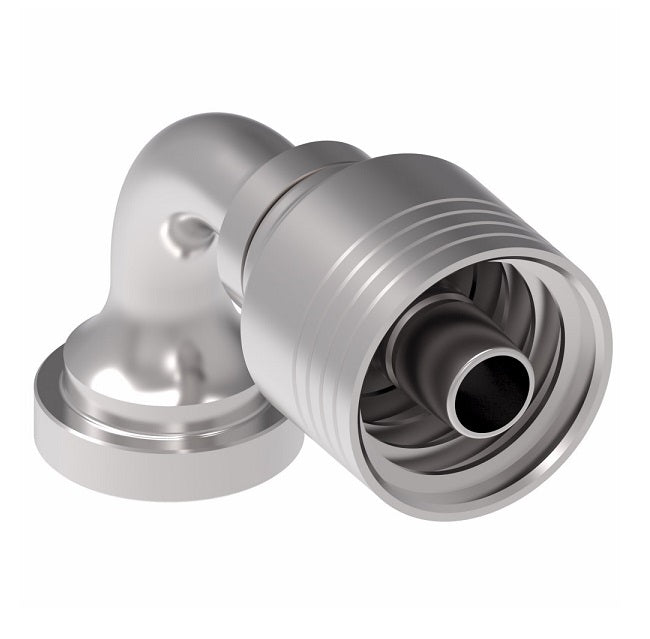4S8FLB8 Aeroquip by Danfoss | 4 Wire 4S SAE Code 61 Split Flange 90° Elbow (FLB) Crimp Fitting | -08 Code 61 Split Flange x -08 Hose Barb | Steel