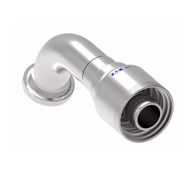 4S20FLE20 Aeroquip by Danfoss | 4 Wire 4S SAE Code 61 Flange 67.5° Elbow (FLE) Crimp Fitting | -20 Code 61 Flange x -20 Hose Barb | Steel
