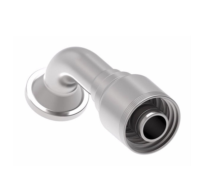 4S24FLE20 Aeroquip by Danfoss | 4 Wire 4S SAE Code 61 Flange 67.5° Elbow (FLE) Crimp Fitting | -24 Code 61 Flange x -20 Hose Barb | Steel