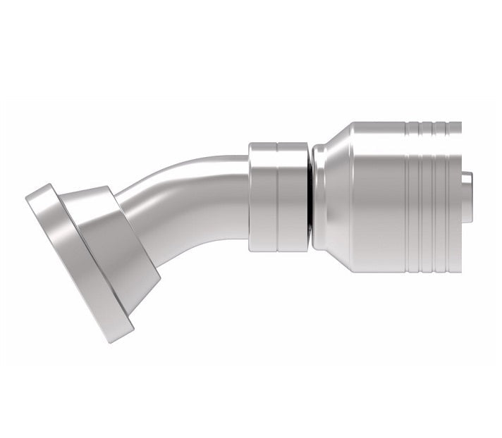 4S8FLF8 Aeroquip by Danfoss | 4 Wire 4S SAE Code 61 Split Flange 30° Elbow (FLF) Crimp Fitting | -08 Code 61 Split Flange x -08 Hose Barb | Steel