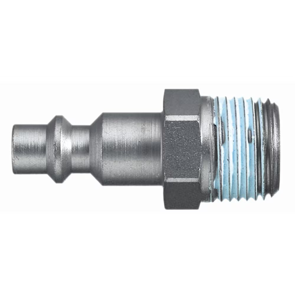 9087 23 13 by Parker | Legris Plug Quick Disconnect | 1/4" Male BSPP Thread | 14 mm Hex | 42 mm Length | Straight | Nickel-Plated Steel | Pack of 5