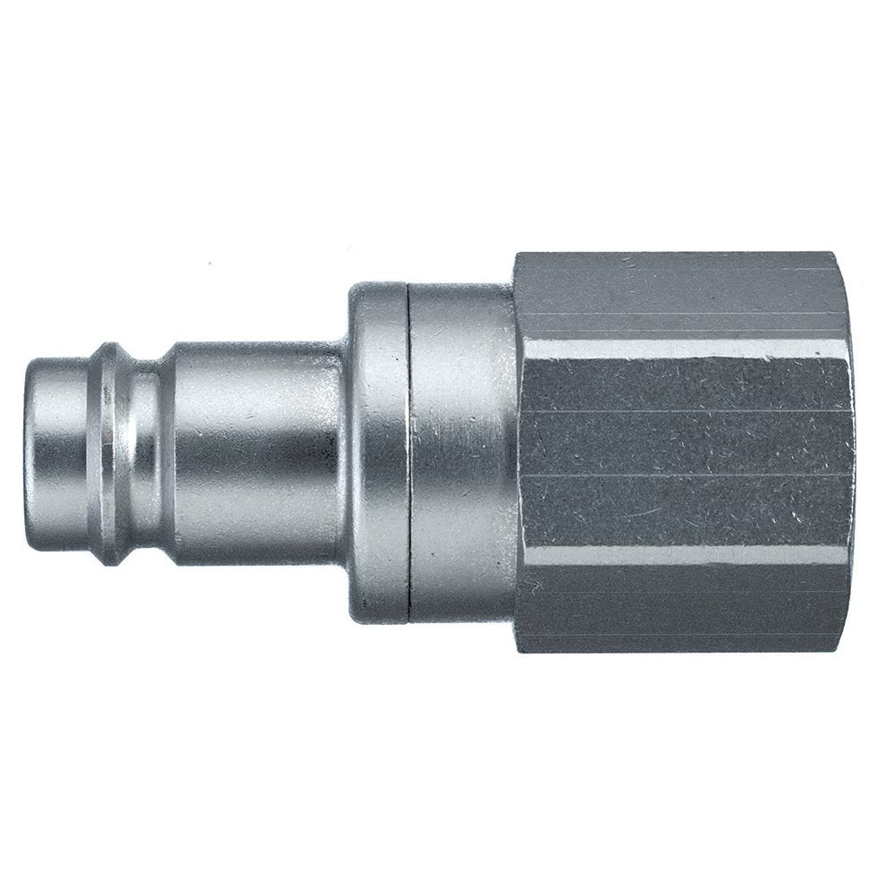 9286 27 17 by Parker | Legris Plug Quick Disconnect | 3/8" Female BSPP Thread | 24mm Hex | 55mm Length | Nickel-Plated Brass