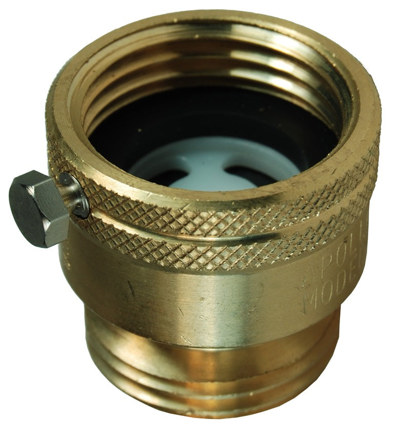 500BFP by Dixon Valve | Garden Hose Back Flow Preventer | Manual Drain | 3/4" Female GHT x 3/4" Male GHT | Brass
