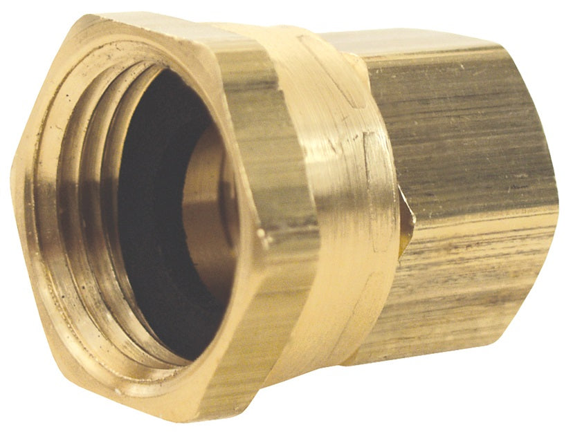 5021212C by Dixon Valve | Garden Hose Adapter | 3/4" Female GHT Swivel x 3/4" Female NPTF | Brass