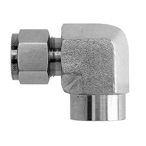 N2502-08-06-SS by Brennan Inc. | -08 Instrumentation Fitting x -06 Female NPT | 90° Elbow | Stainless Steel
