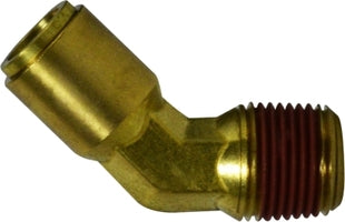 540402 by Midland | DOT Push-In Fitting | 1/4" Tube OD x 1/8" Male NPTF | 45° Elbow | Brass