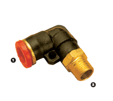 569-06-08 by AdaptAll | -06 Polytube Push to Connect x -08 Male BSPT | 90° Elbow | Brass