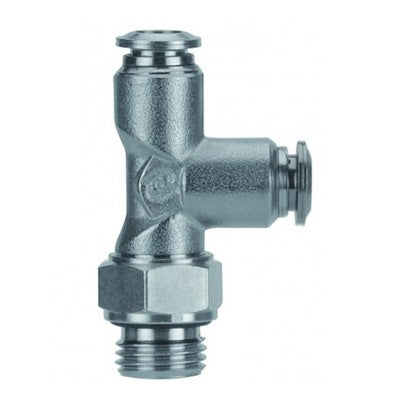 57225-6-M5 by AIGNEP | 57 Series | Swivel Run Metal Release Collet | 6mm Tube x Male M5 | Tee | Pack of 10