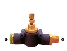 582-04-02 by AdaptAll | -04 Straight Polytube Push to Connect Flow Control Valve x -02 Male BSPT | Adapter | Carbon Steel
