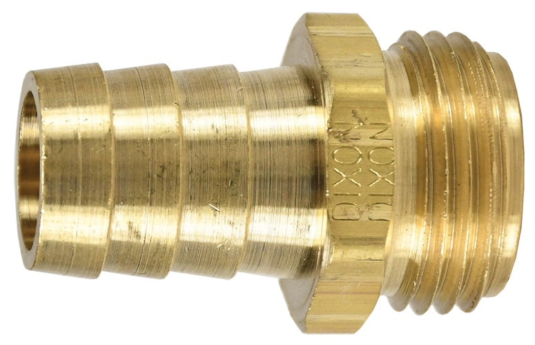 5851212C by Dixon Valve | Short Shank Fitting | Male Coupling | with Hex | 3/4" Male GHT x 3/4" Hose ID | 1" Shank Length | Brass
