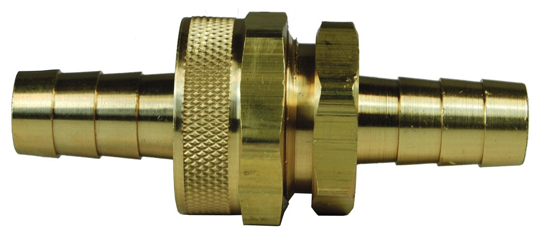 5891010K by Dixon Valve | Short Shank Fitting | Complete Coupling | with Hex Nut | 5/8" Hose ID | 3/4" Male GHT x 3/4" Female GHT | Brass